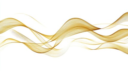 Poster - Wavy golden lines flow elegantly across a pristine white background, evoking a sense of calm and creativity