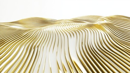 Poster - A captivating display of golden wavy lines flows across a pristine white surface, embodying elegance in minimalist design