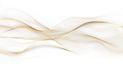 Poster - Fluid golden wavy lines create a dynamic abstraction against a clean white backdrop, evoking movement and elegance in design