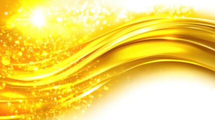 Poster - Golden wavy lines flow on a white background, creating a serene yet dynamic atmosphere perfect for modern design applications