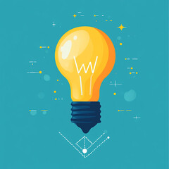 Yellow Light Bulb with Abstract Design Elements