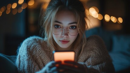 Poster - woman diabetic watching content on social media smart phone