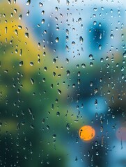 Wall Mural - Raindrops on Glass: Capturing the Beauty of a Rainy Day Through a Window