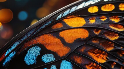 Aufkleber - Close-Up of a Butterfly's Wing with Intricate Patterns and Colors