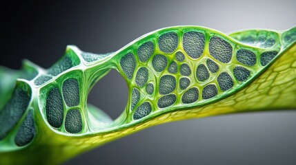 Poster - Close-up of a Green Leaf with a Unique Cellular Structure