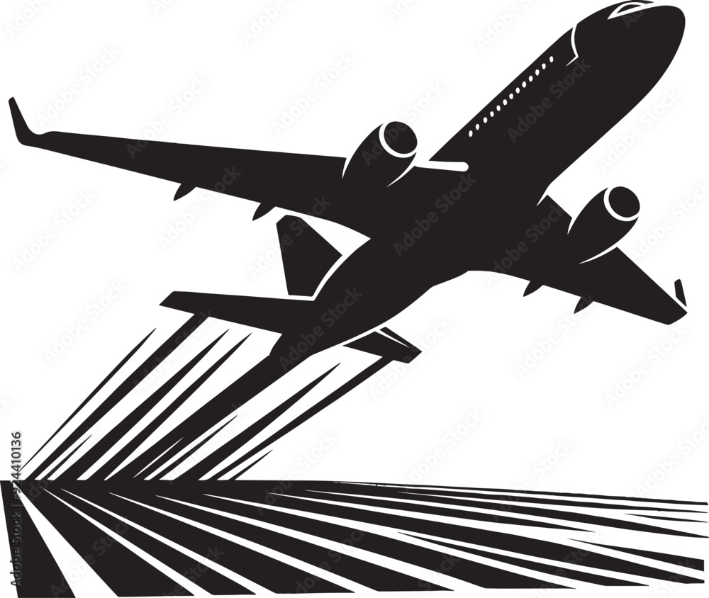 Airplane Flying silhouette flat vector illustration isolated on a white ...