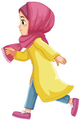 Wall Mural - Young Muslim Girl Running