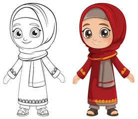 Poster - Cute Character in Traditional Attire