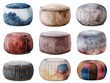 © Aikqraws - Set of pouf watercolor illustration. AI generated