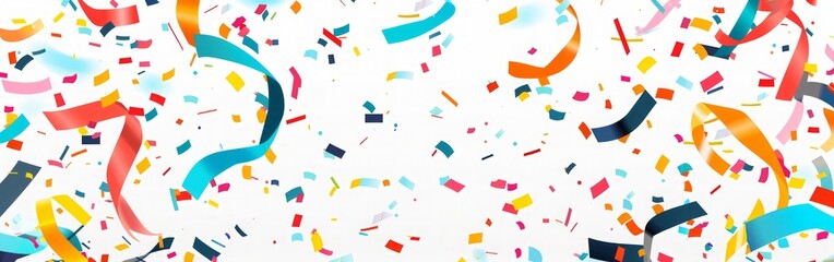 Wall Mural - Colorful Confetti and Ribbons Celebration Background