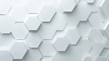 Poster - Abstract hexagon paper, white background, light and shadow.
