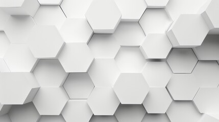 Poster - Abstract hexagon paper, white background, light and shadow.