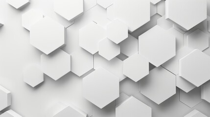 Poster - Abstract hexagon paper, white background, light and shadow.