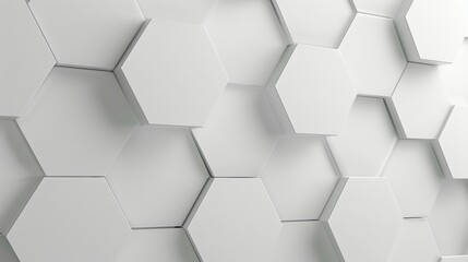 Poster - Abstract hexagon paper, white background, light and shadow.