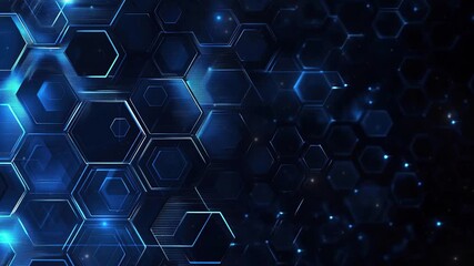 Poster - Abstract purple and blue background with a hexagon pattern for technology. Abstract futuristic geometric tech. Technology, science or business concept. Futuristic geometric pattern. Copy space area