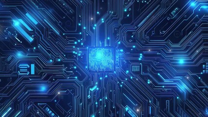 Poster - abstract blue circuit board background. abstract technology background. high technology and digital 