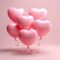 Wall Mural - pink balloons in the shape of heart