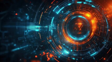 Poster - Abstract futuristic background with digital technology elements and circles. Digital network connection abstract tech. Abstract technology background with futuristic circles and lines. Copy space area
