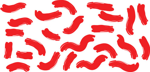 Poster - set of different red brush line art vector graphics.