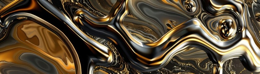 Poster - Abstract swirling texture in gold and black hues, For backgrounds, wallpapers, and modern design projects.