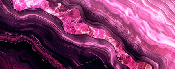 Poster - Abstract pattern featuring flowing waves of pink and purple hues, Backgrounds and creative projects.