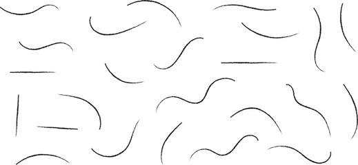 Poster - set of different curve thin brush line art vector graphics.