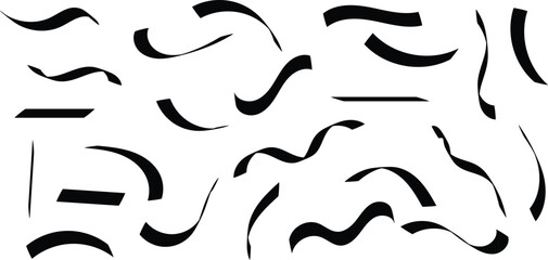 Poster - set of different black ribbon line art vector graphics.