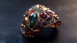 © kitidach - A piece of jewelry with a veinlike structure, set with realistic gemstones