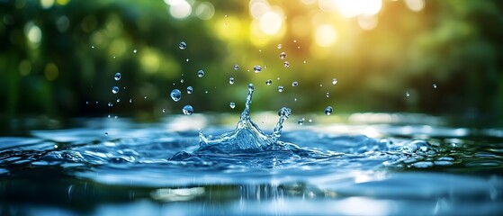 Poster - Clean water maintained through disinfection in sanitation highlighting the importance of disinfection in water safety through photography concept with splash droplets and flowing liquid