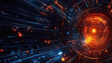 Poster - Abstract futuristic background with digital technology elements and circles. Digital network connection abstract tech. Abstract technology background with futuristic circles and lines. Copy space area