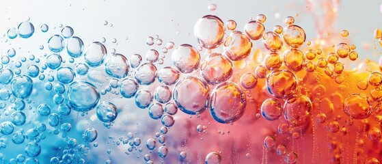 Wall Mural - A colorful, bubbly, and dynamic image of water droplets in various colors