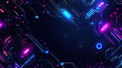 Poster - abstract background with blue and purple color. digital circuit board. high technology and digital n