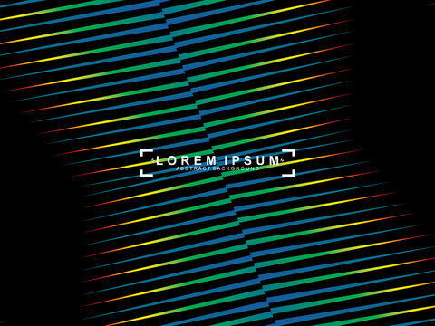 Futuristic abstract technology shining rainbow light lines with modern lines pattern black background. Vector minimal line background with text for social media covers, headers, etc.