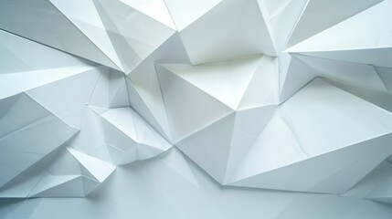 Poster - Abstract, polygonal triangle paper, white background, light and shadow.