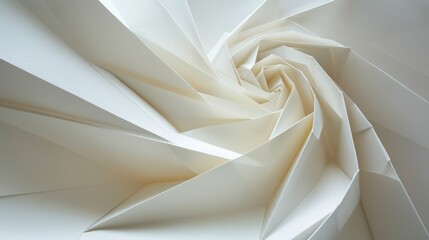 Poster - Abstract, polygonal triangle paper, white background, light and shadow.
