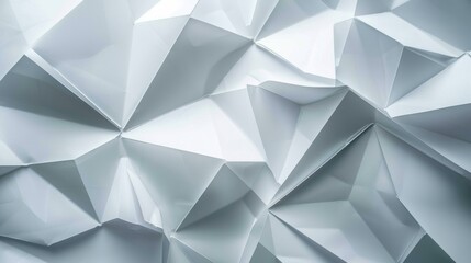 Poster - Abstract, polygonal triangle paper, white background, light and shadow.