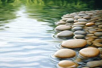 Sticker - Smooth River Stones in Tranquil Water