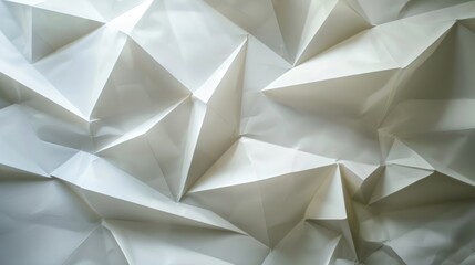 Poster - Abstract, polygonal triangle paper, white background, light and shadow.