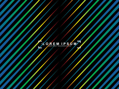 Futuristic abstract technology shining rainbow light lines with modern lines pattern black background. Vector minimal line background with text for social media covers, headers, etc.