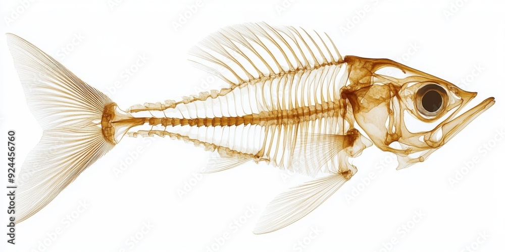 Anatomical Elegance: The Detailed Dissection of a Fish Skeleton Laid ...