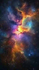 Wall Mural - vibrant nebula with swirling colors and stars, vastness of space and cosmic, blurred background adds