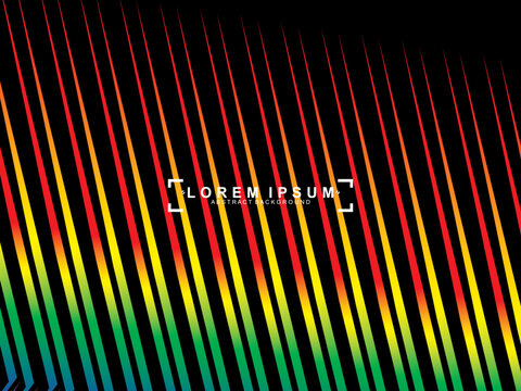 Futuristic abstract technology shining rainbow light lines with modern lines pattern black background. Vector minimal line background with text for social media covers, headers, etc.