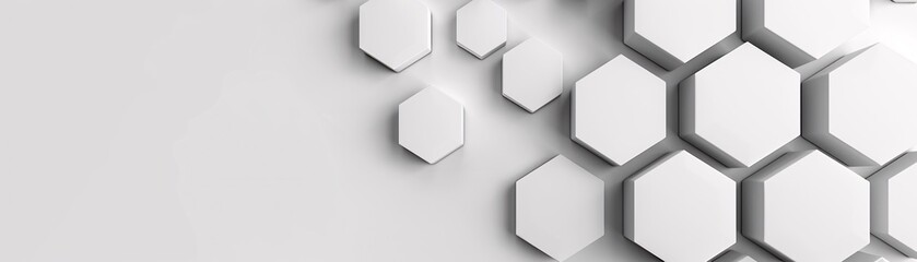 Poster - A sleek 3D hexagon design in monochromatic tones, offering a large copyspace area at the top for customizable messaging.