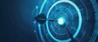 © Yuan - A dart perfectly hits the bullseye of a glowing, futuristic blue target, symbolizing precision and accuracy in a digital setting.