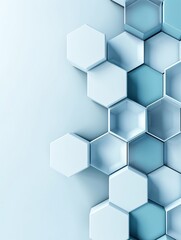 Poster - A geometric 3D hexagon design with a blend of cool tones, providing a clean copyspace area in the middle for text or graphics.