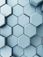 Poster - A textured 3D hexagon pattern in shades of blue and grey, with an expansive copyspace area at the bottom for content.