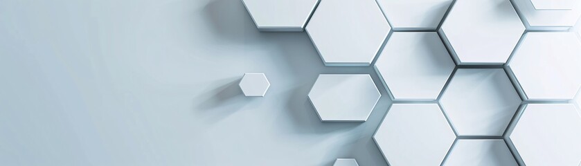 Poster - A modern 3D hexagon background with a subtle gradient effect, creating depth and a designated copyspace area in the center.