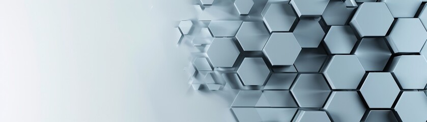 Poster - A sleek 3D hexagon design with a monochromatic color scheme, providing a large copyspace area at the top for customizable messaging.