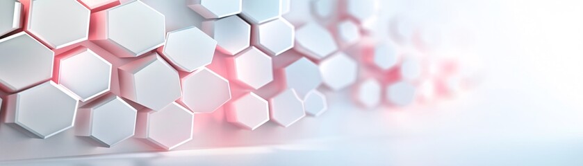 Poster - A modern 3D hexagon background with a subtle gradient effect, creating depth and a designated copyspace area in the center.