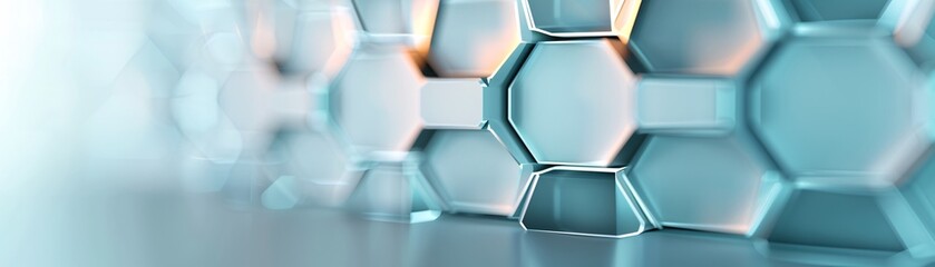 Poster - A modern 3D hexagon background with a subtle gradient effect, creating depth and a designated copyspace area in the center.